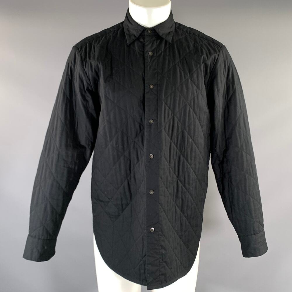 DRIES VAN NOTEN Size S Black Quilted Cotton Blend Shirt Jacket Long Sleeve Shirt